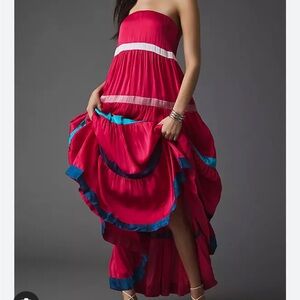 NWT Samant Chauhan strapless colorblock dress medium Anthropologie